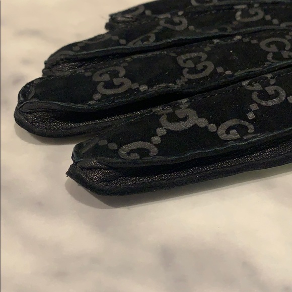 Gucci Monogram Leather & Silk Gloves 6 1/2 - Picture 4 of 10